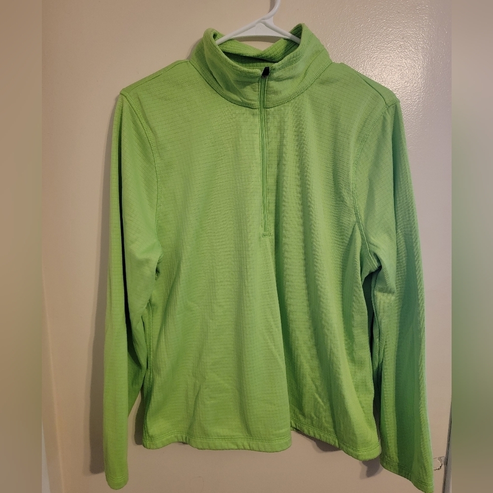 Women's Lime Green Quarter Zip Izod Sweatshirt Sz Large